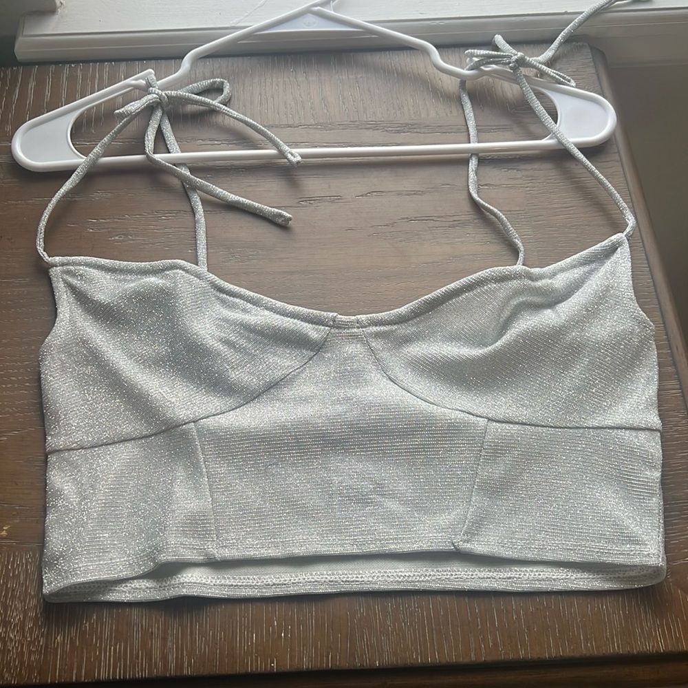 Silver cropped tank